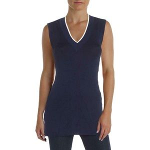 Navy RALPH LAUREN Tunic Vest Mini Dress Fine Knit Layering V-Neck NEW L XL